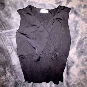 Black knit wrap top